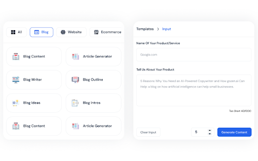 Gozen Content Ai website screenshot