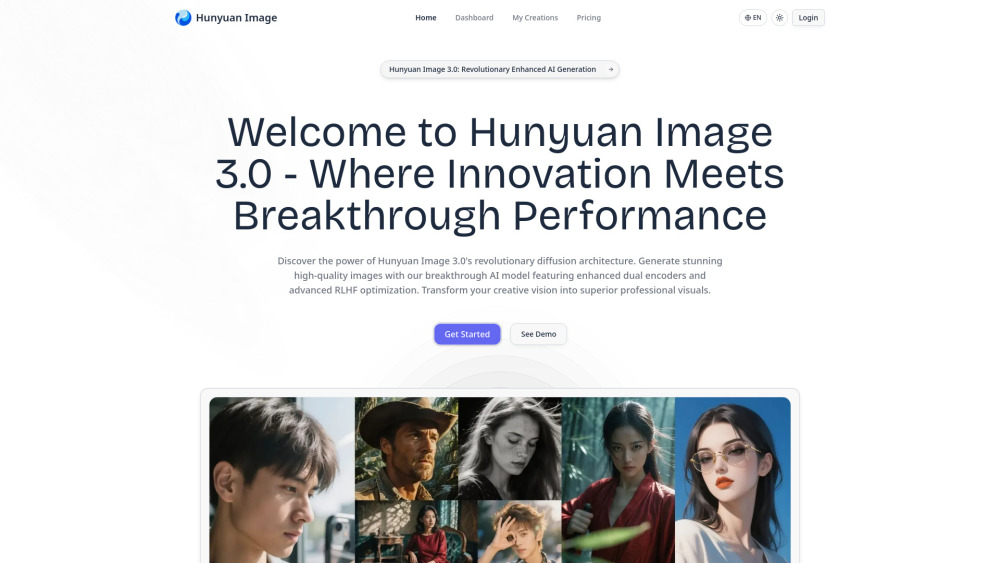 Hunyuan Image 3.0 website screenshot