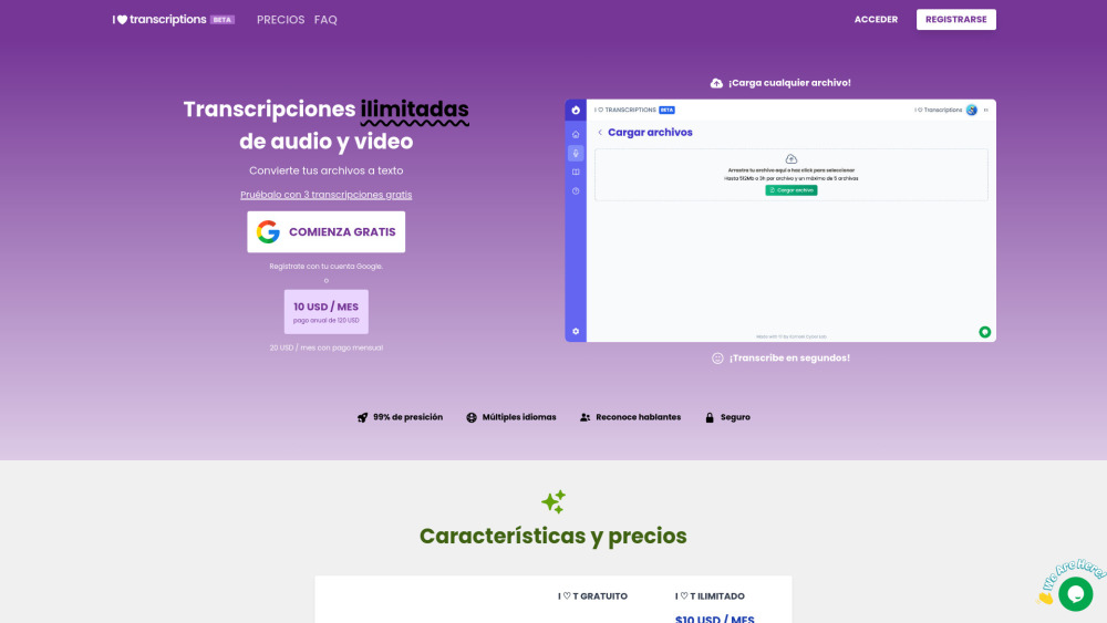 I Transcriptions website screenshot