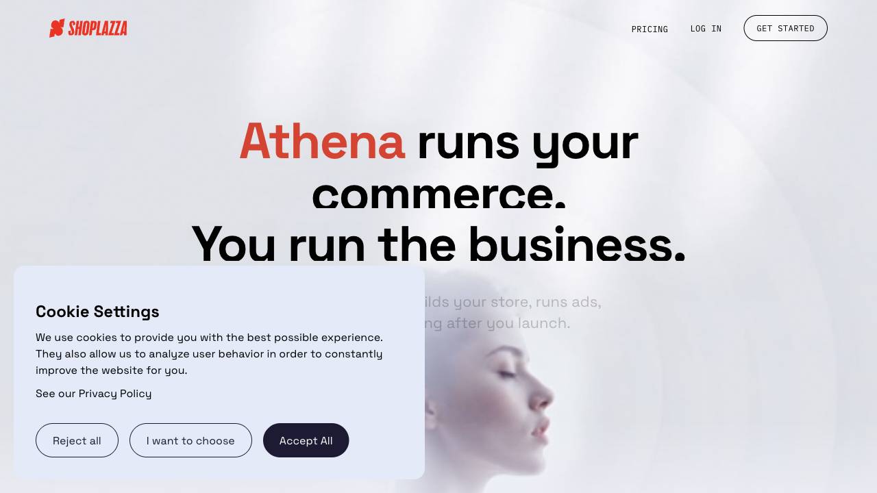 Athena by Shoplazza website screenshot