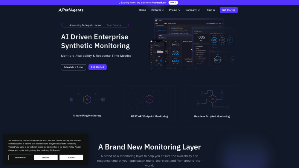 Perfagents Uncloud website screenshot