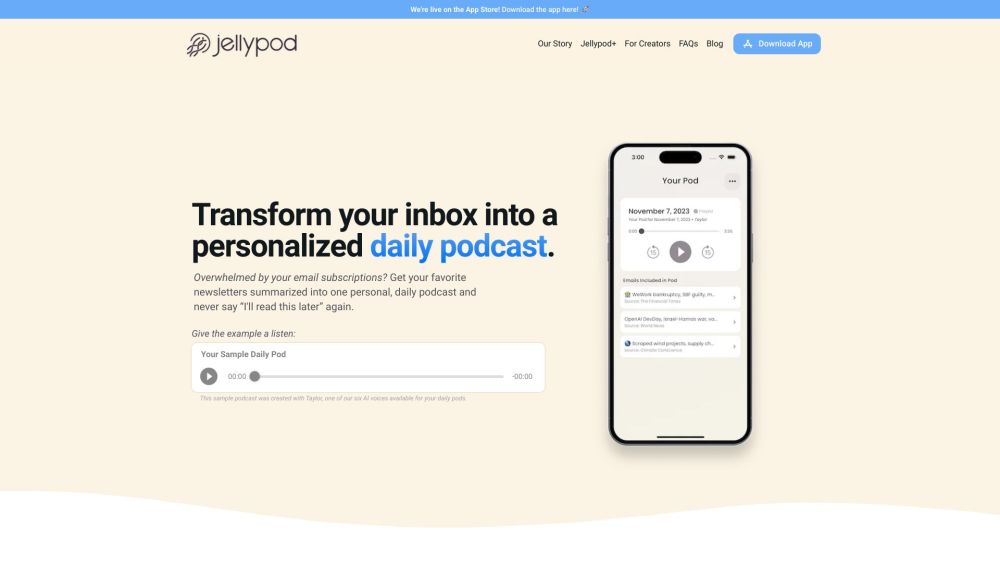 Jellypod website screenshot