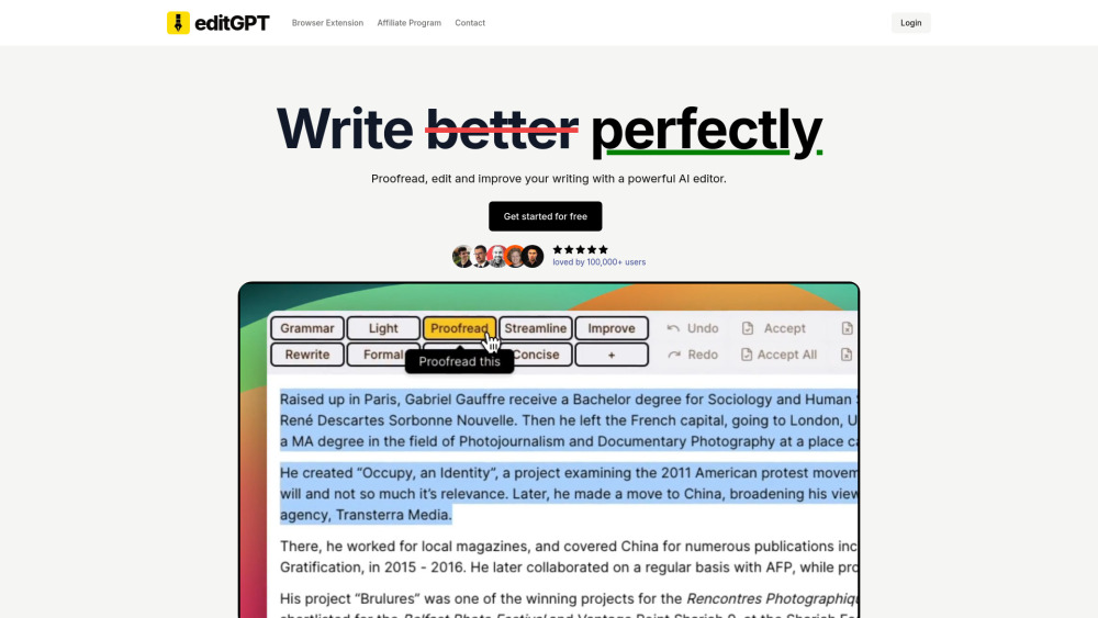Editgpt website screenshot