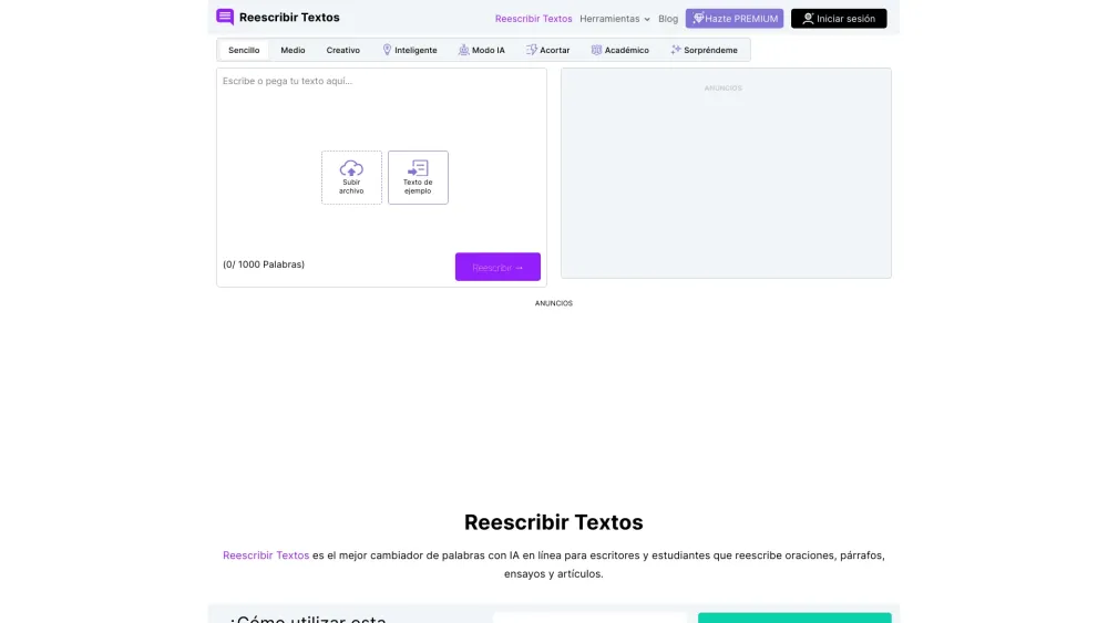 Reescribirtextos Net website screenshot