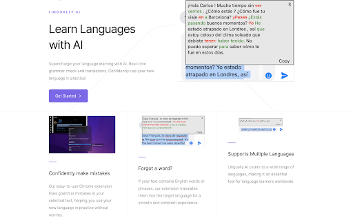 AI Language Learning website screenshot