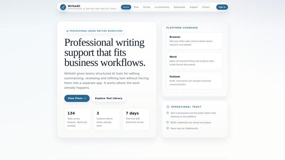 Writeali website screenshot