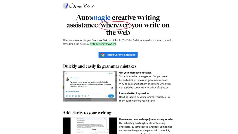 Write Brain website screenshot