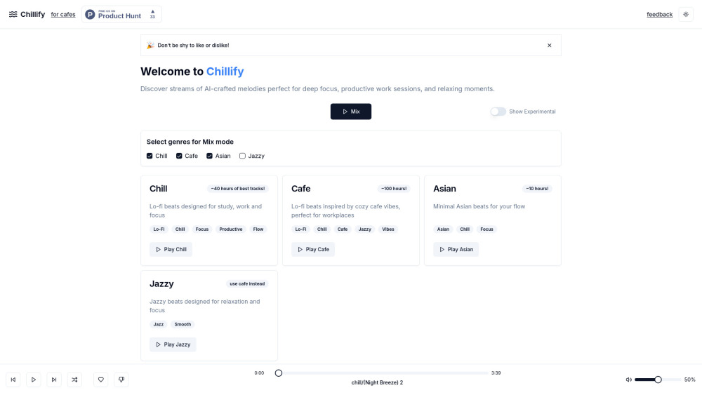 Chillify website screenshot