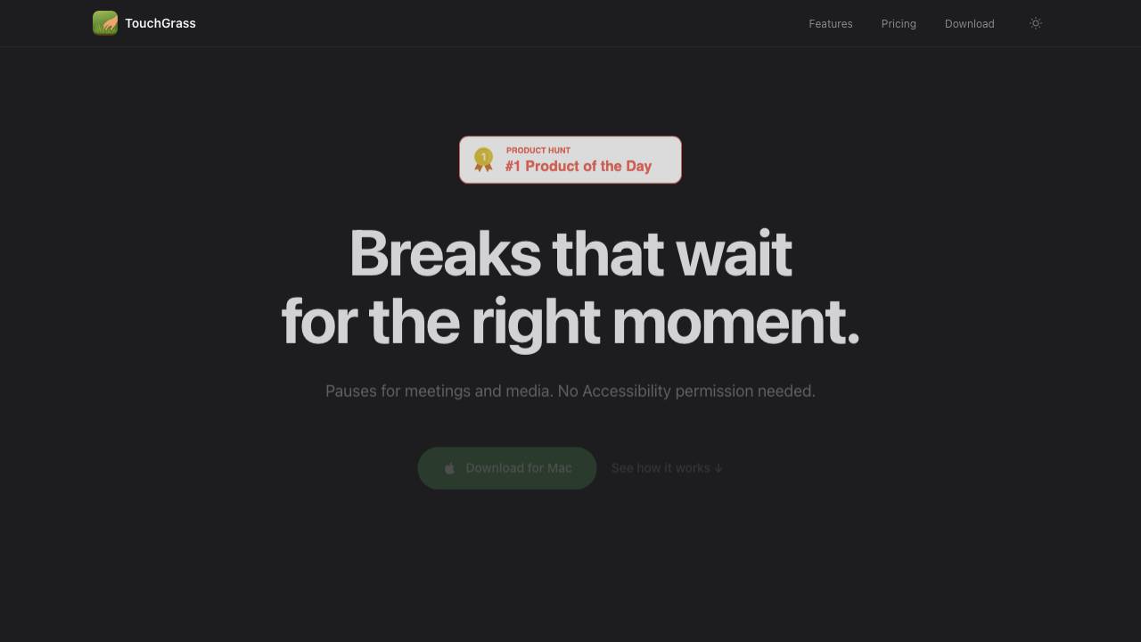 TouchGrass website screenshot