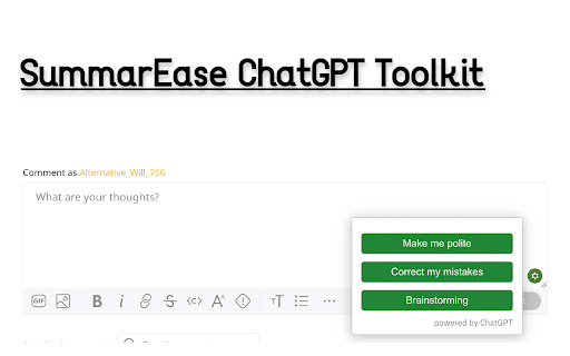 Summarease Chatgpt Toolkit website screenshot