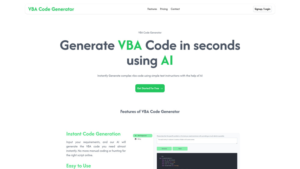 Vba Code Generator website screenshot