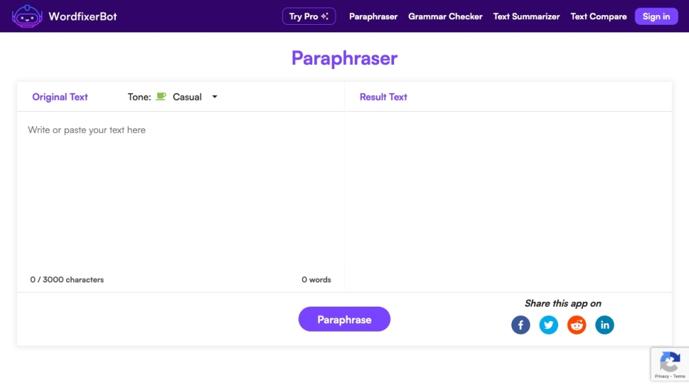 Wordfixerbot website screenshot