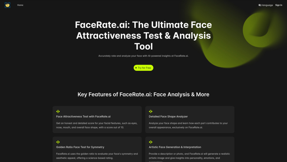 Facerate Ai website screenshot