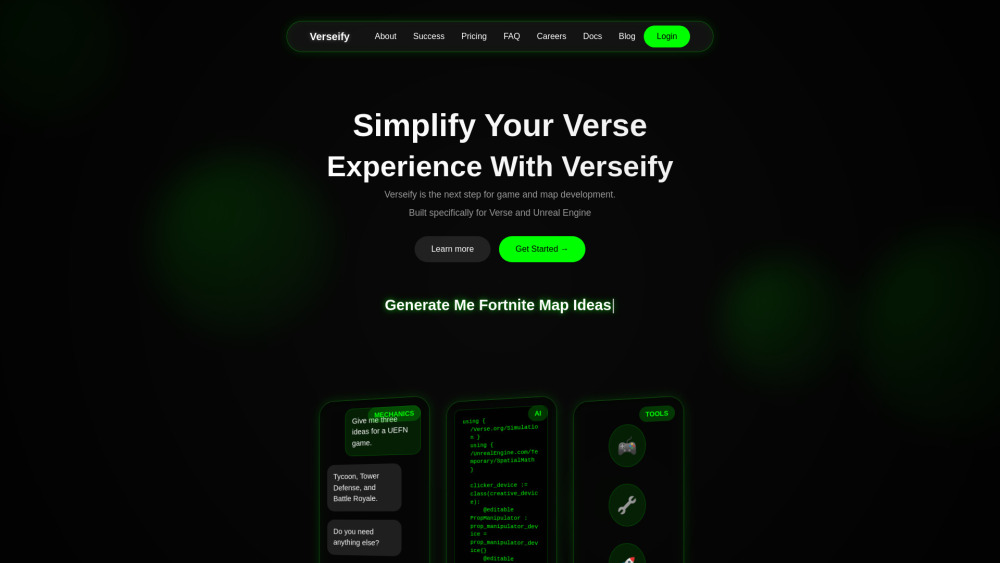 Verseify website screenshot