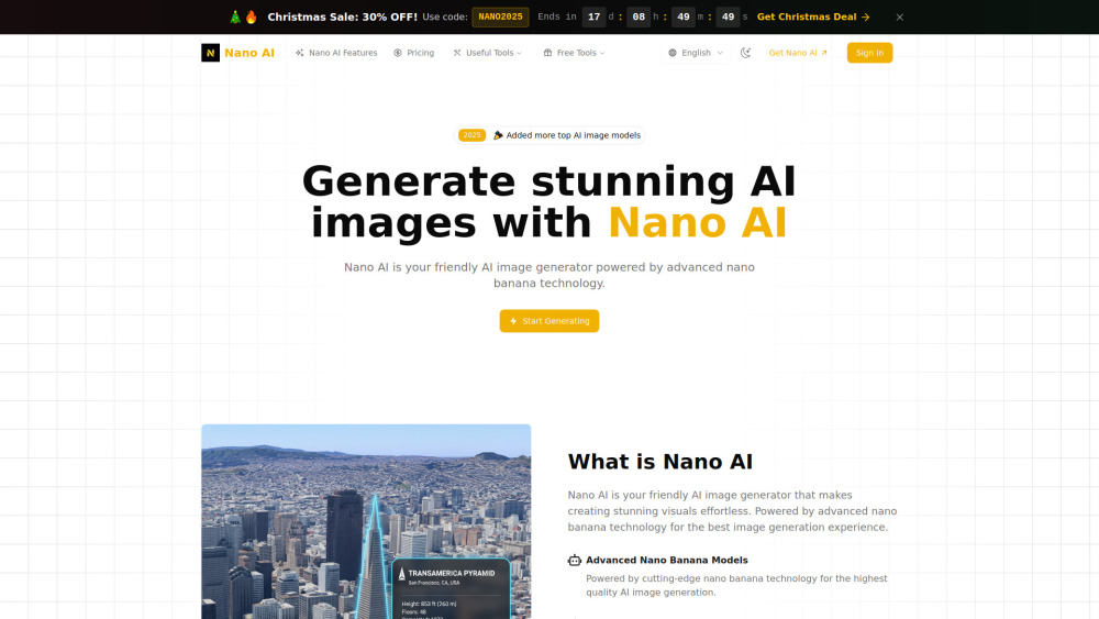 Nanoai website screenshot