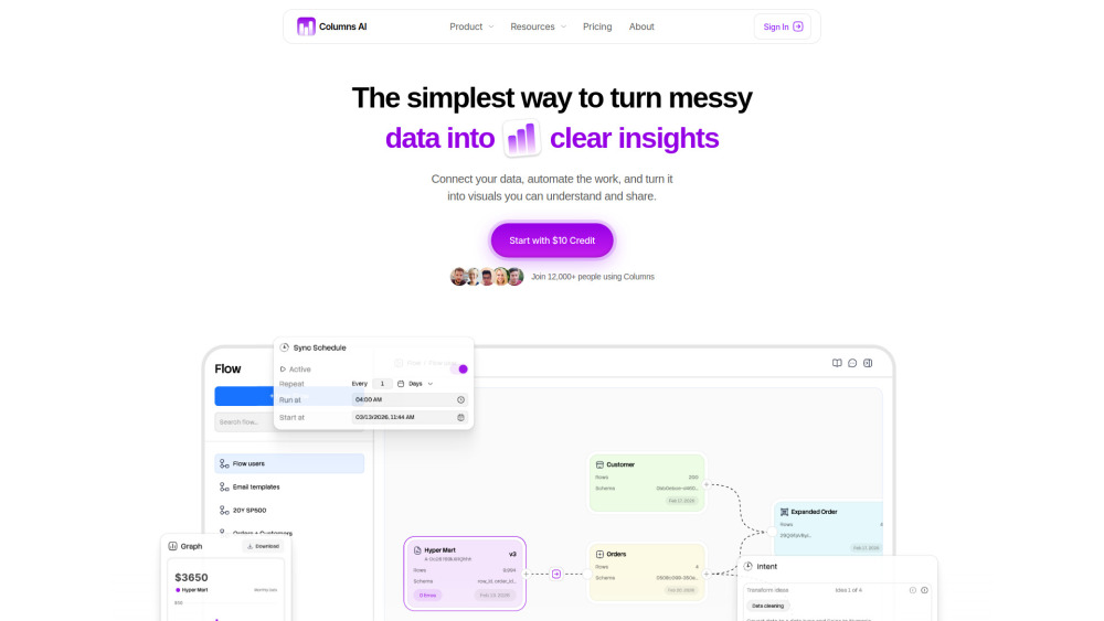 Columns Ai website screenshot