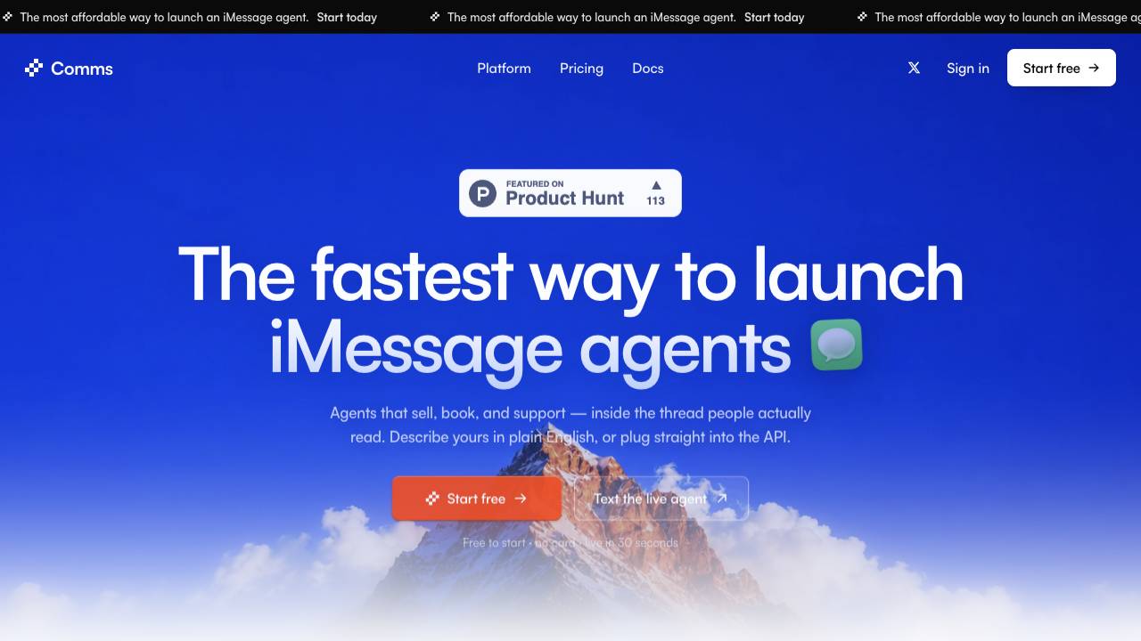 Comms website screenshot