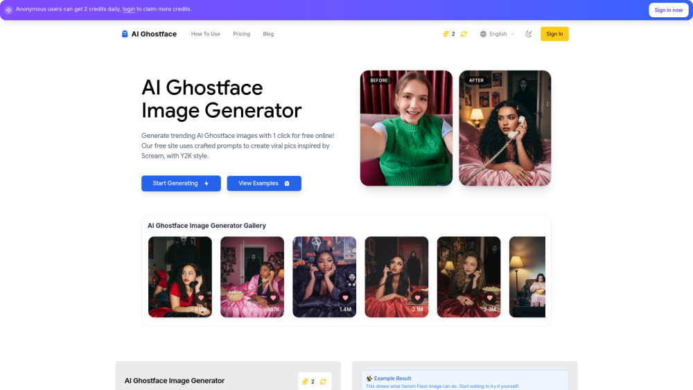 Ai Ghostface website screenshot