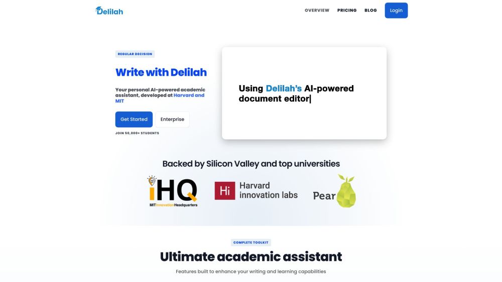 Delilah Ai website screenshot