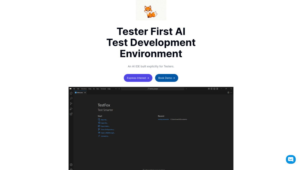 Testfox website screenshot
