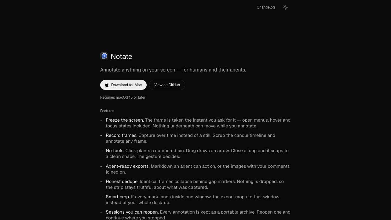 Notate website screenshot