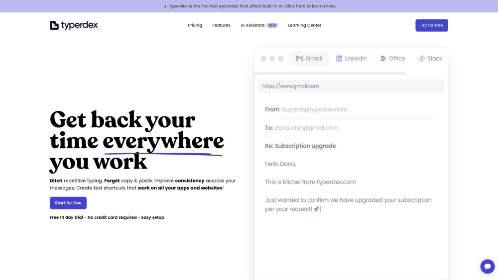 Start Up Typerdex website screenshot