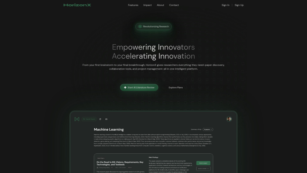 Horizonx website screenshot
