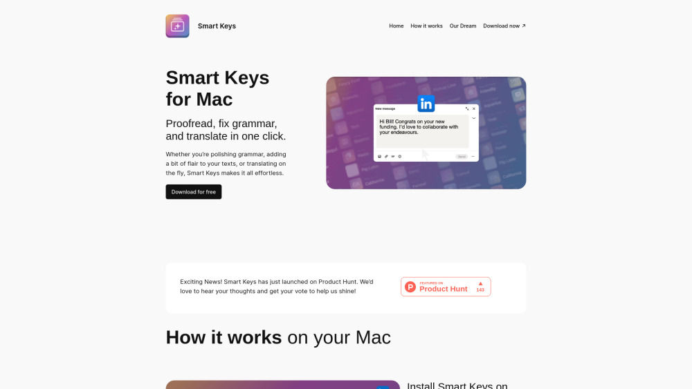 Smart Keys For Mac website screenshot