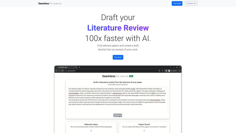 Seamless website screenshot
