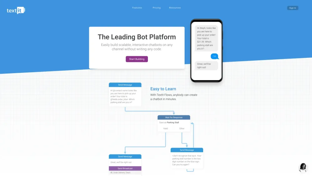 Textit In website screenshot
