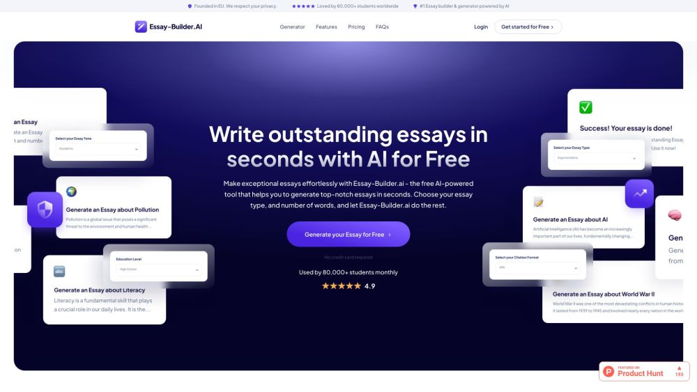 Essay Builder Ai website screenshot