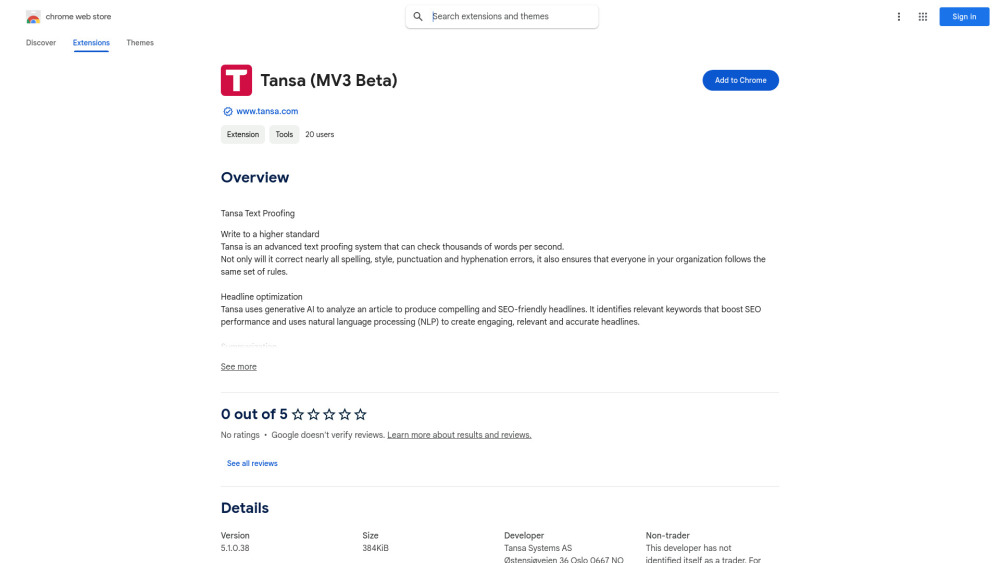 Tansa Mv3 Beta website screenshot