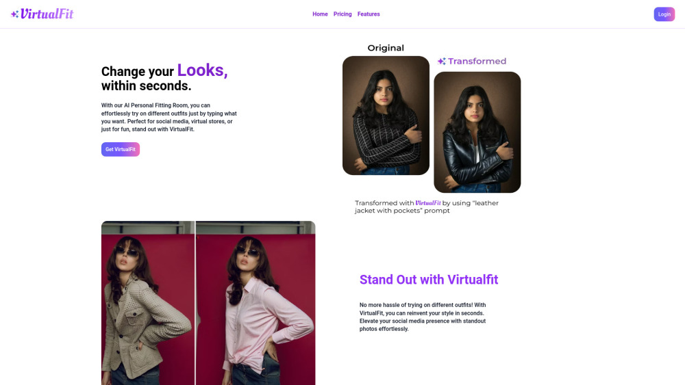 Virtualfit website screenshot