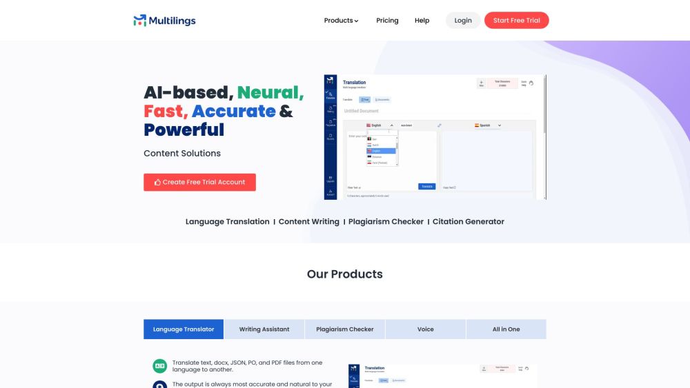 Multilings website screenshot