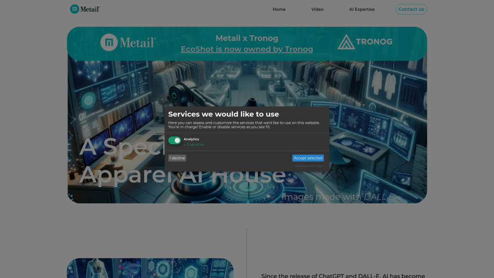 Metail website screenshot