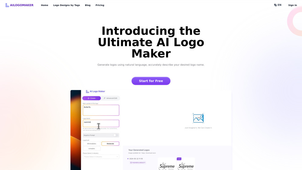 Ai Logo Maker Io website screenshot