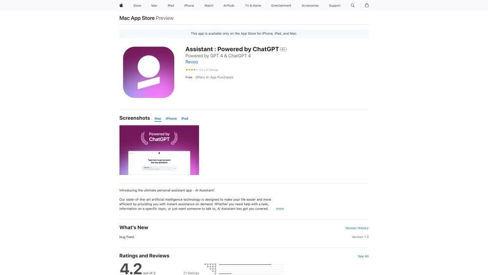 Assistant website screenshot