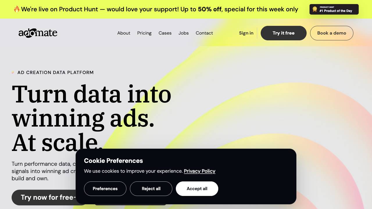 Adomate website screenshot