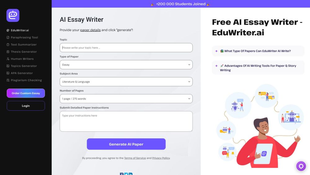 Eduwriter Ai website screenshot