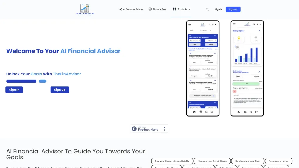 Thefinadvisor website screenshot