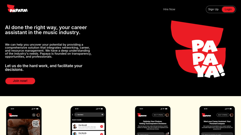 The Papaya website screenshot