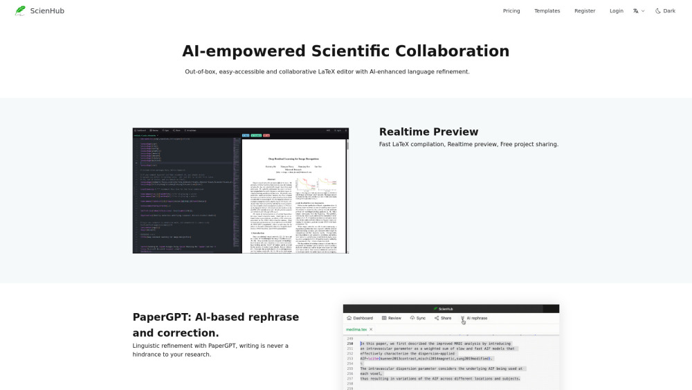 Scienhub website screenshot