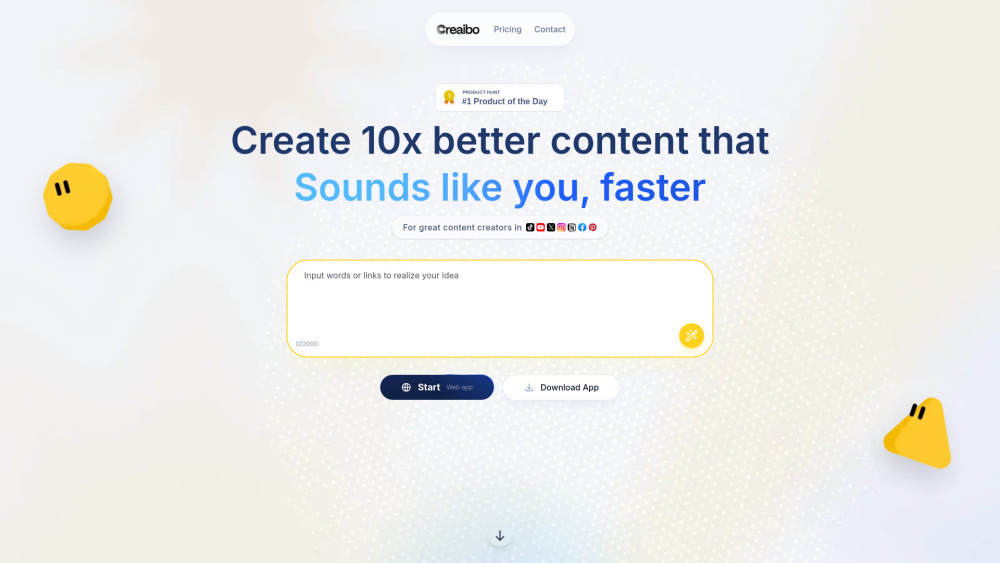 Creaibo website screenshot
