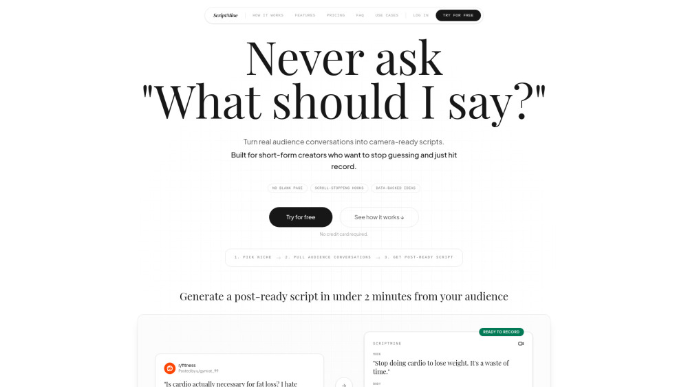 Scriptmine website screenshot