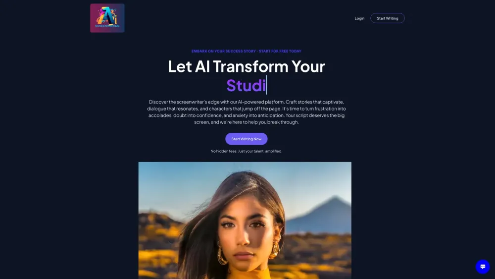 Screenwriting Ai website screenshot