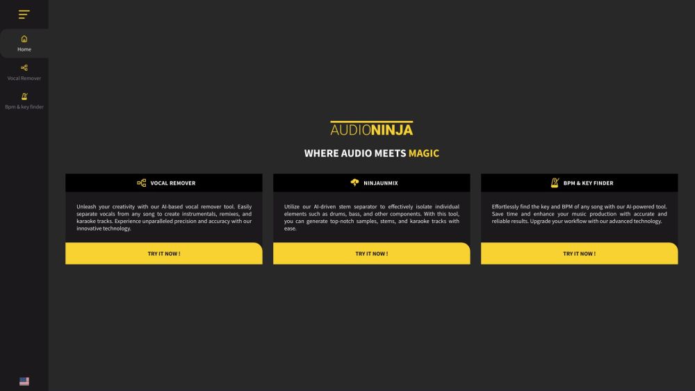 AudioNinja website screenshot
