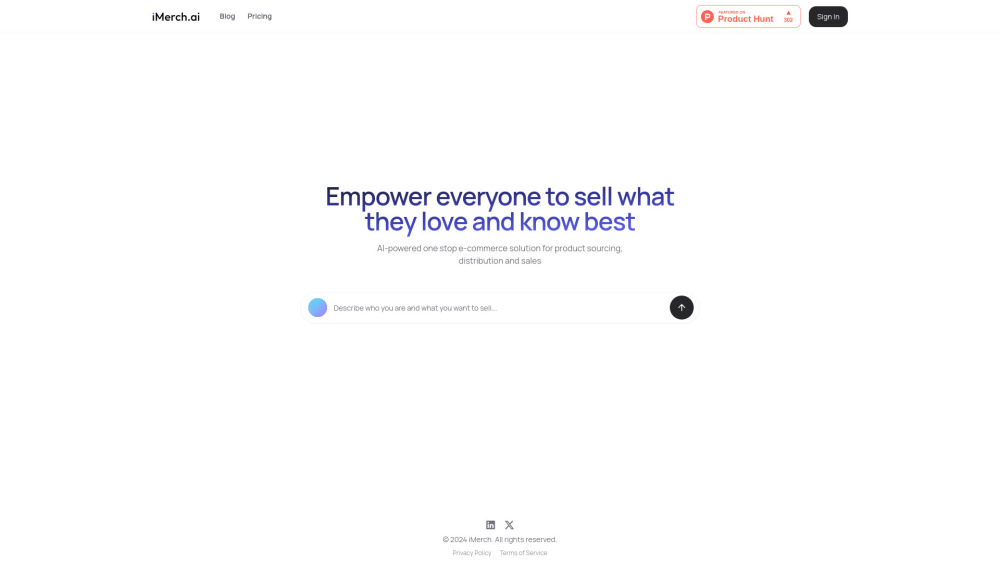 Imerch Ai website screenshot