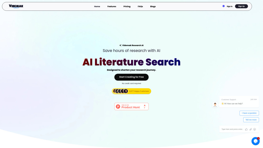 Videmak Research Ai website screenshot