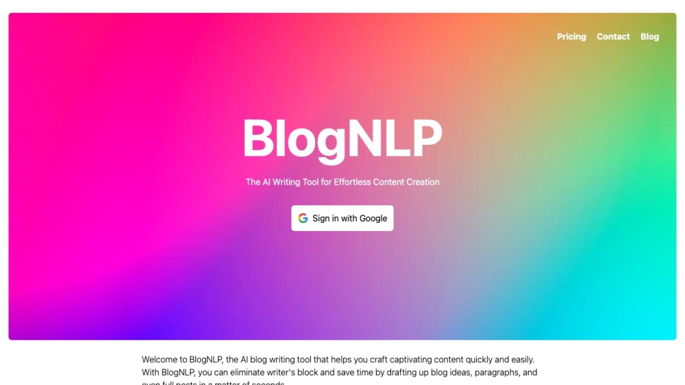 Blognlp website screenshot
