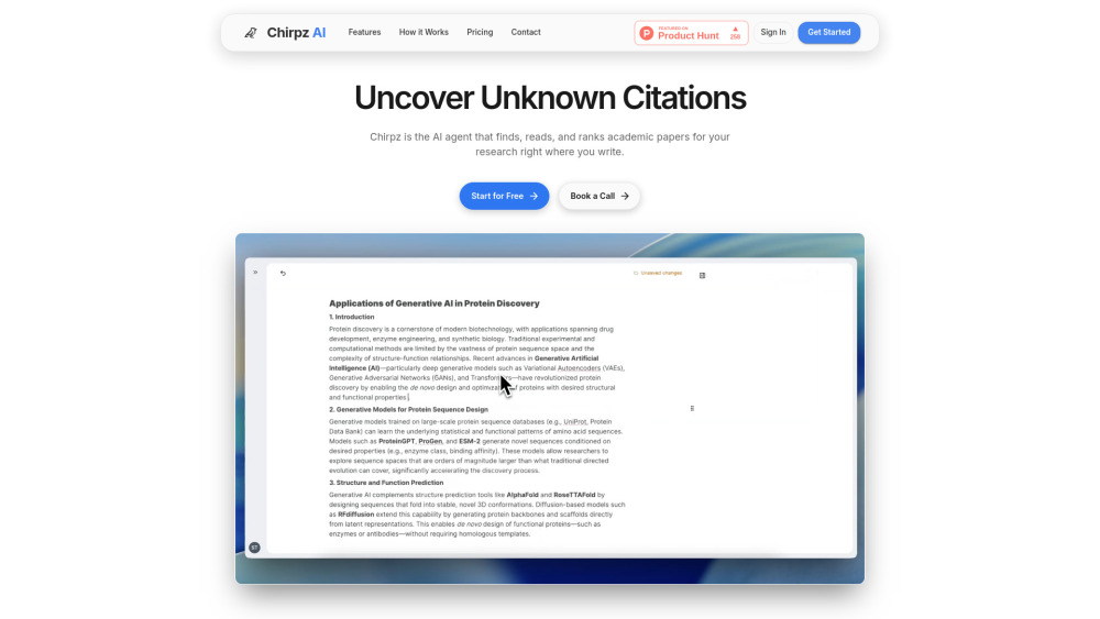 Chirpz website screenshot